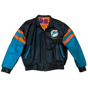 ***SOLD*** Vintage Miami Dolphins Leather Jacket Size Large